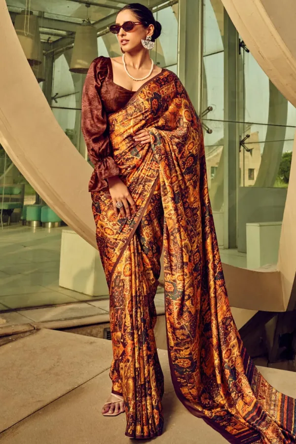Mustard Printed Saree