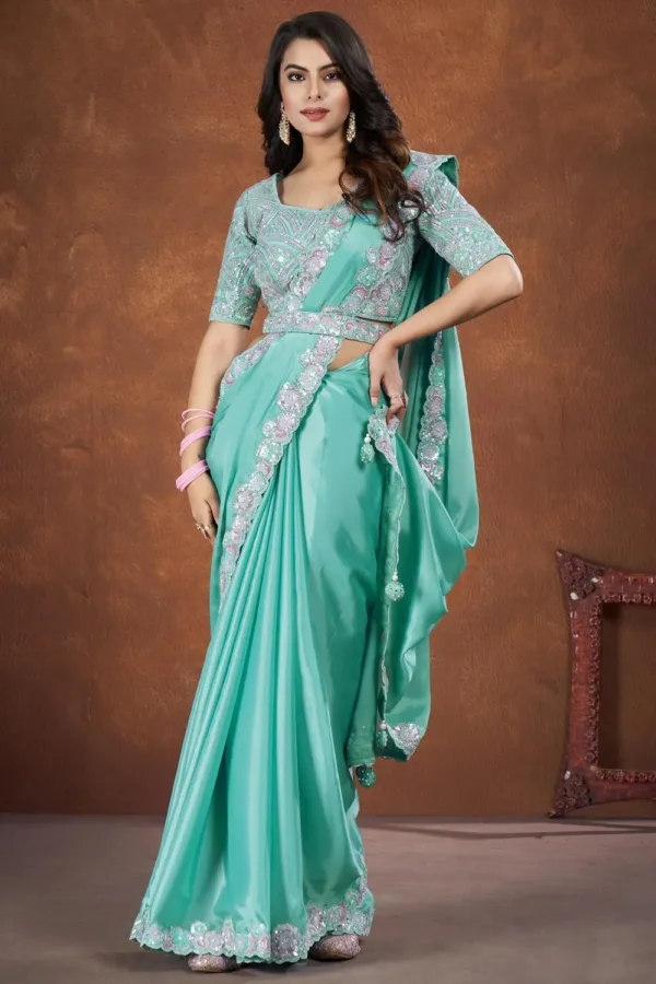 Turquoise Fancy Saree