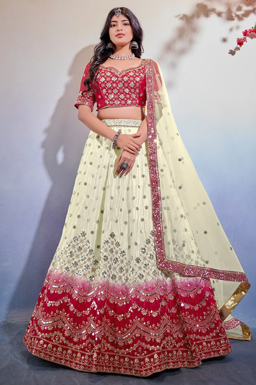 Stunning Pink Chinon Bridal Lehenga Choli Set with Dupatta Stunning Pink Chinon Bridal Lehenga Choli Set with Dupatta
