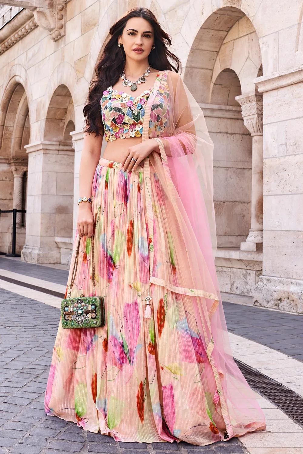 Exquisite 2024 Pink Lehenga Choli Set with Embroidered Blouse & Dupatta | Khaish Exquisite 2024 Pink Lehenga Choli Set with Embroidered Blouse & Dupatta | Khaish