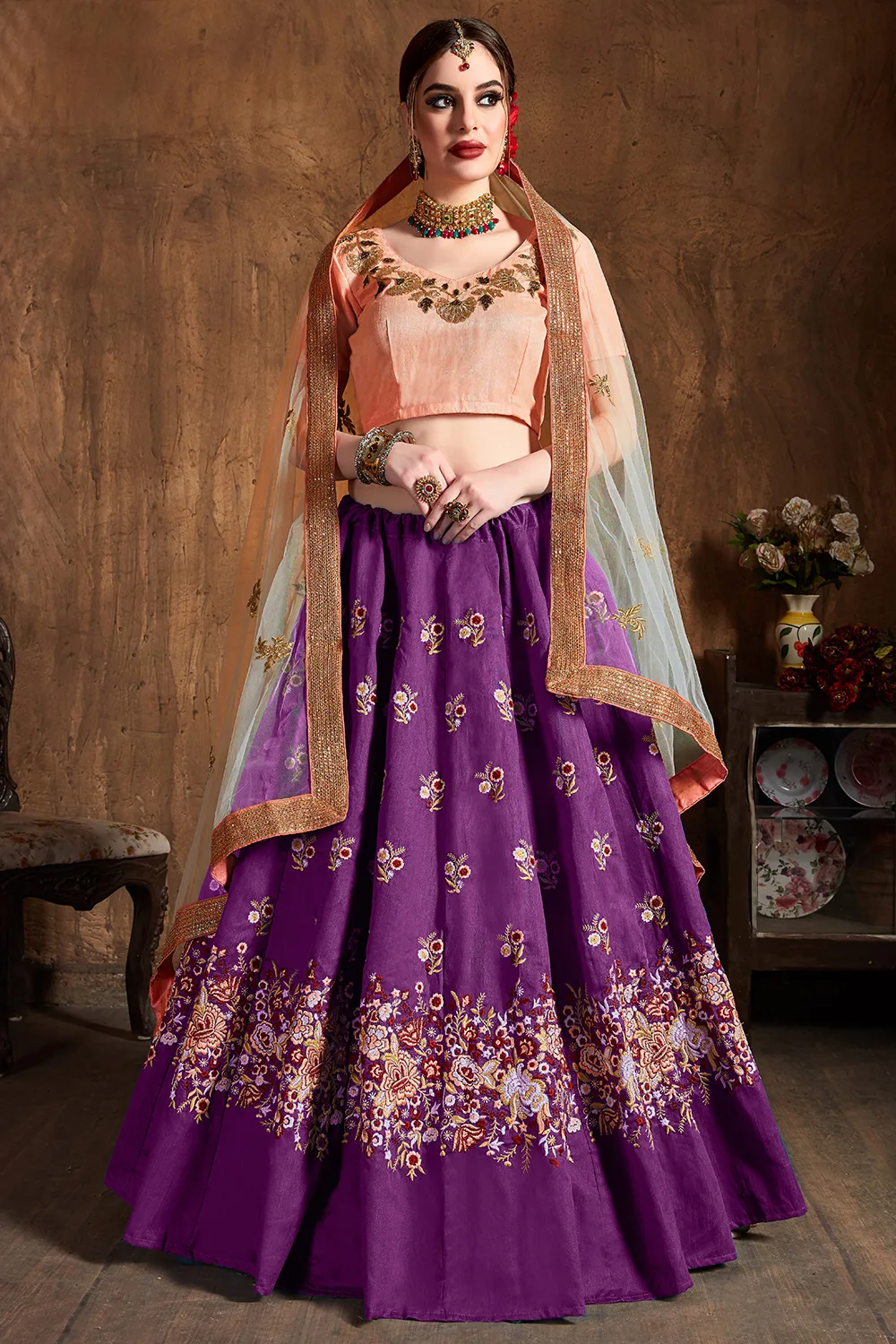 Majestic Purple Raw Silk Lehenga Choli with Delicate Soft Net Dupatta Majestic Purple Raw Silk Lehenga Choli with Delicate Soft Net Dupatta