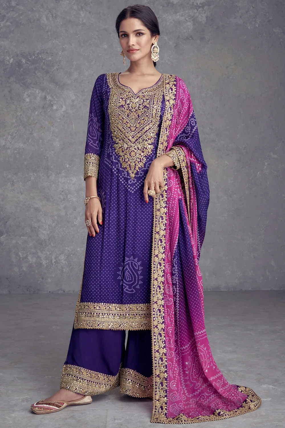 Stylish Navy Blue Chinon Kurta Set with Digital Print and Dupatta Stylish Navy Blue Chinon Kurta Set with Digital Print and Dupatta