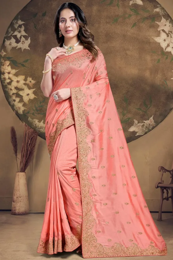 Peach Sequence Saree