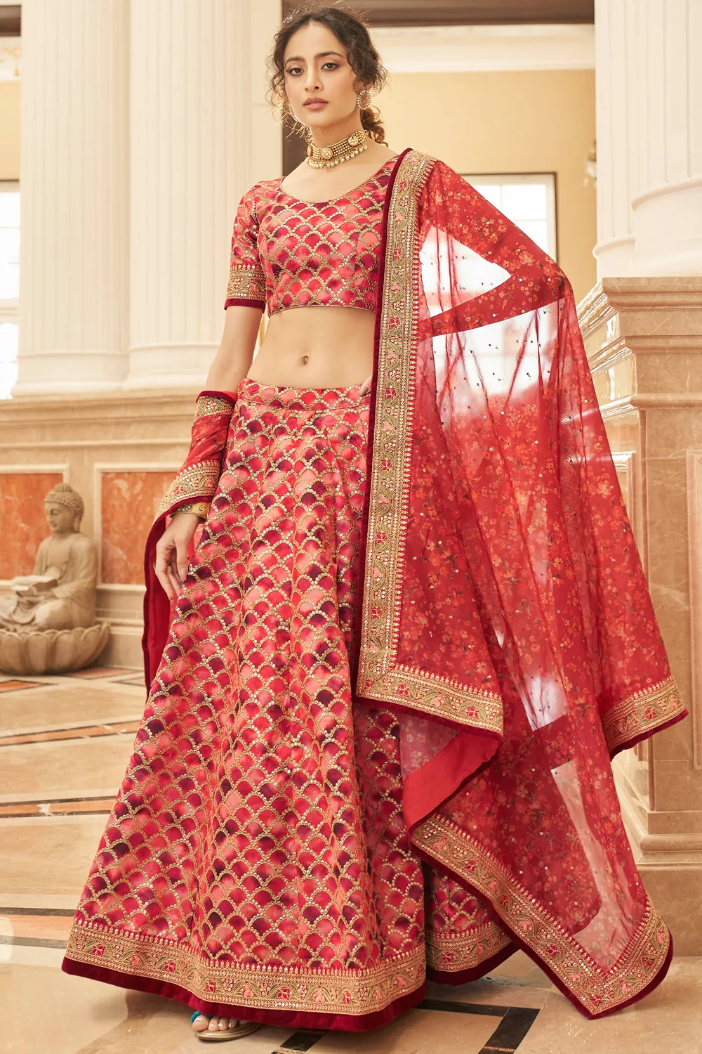 Regal Red Art Silk Bridal Lehenga Set with Organza Dupatta Regal Red Art Silk Bridal Lehenga Set with Organza Dupatta