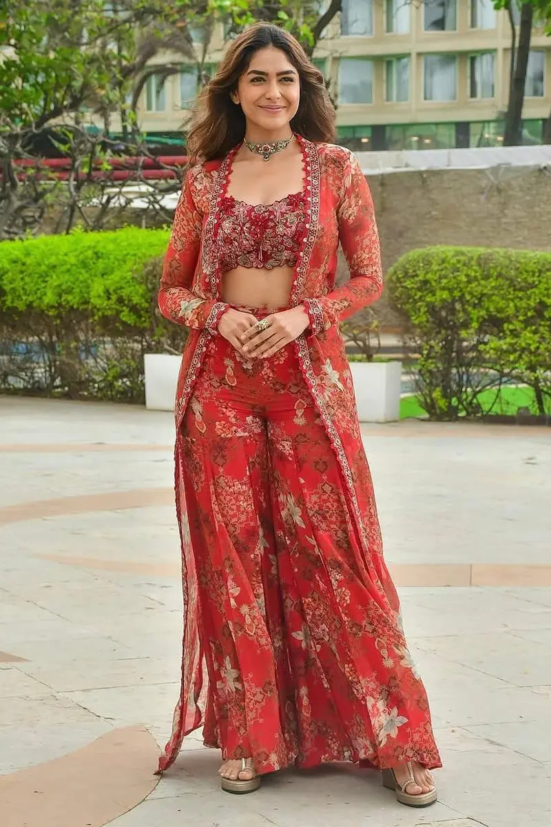 Red floral Indo Western dress for women