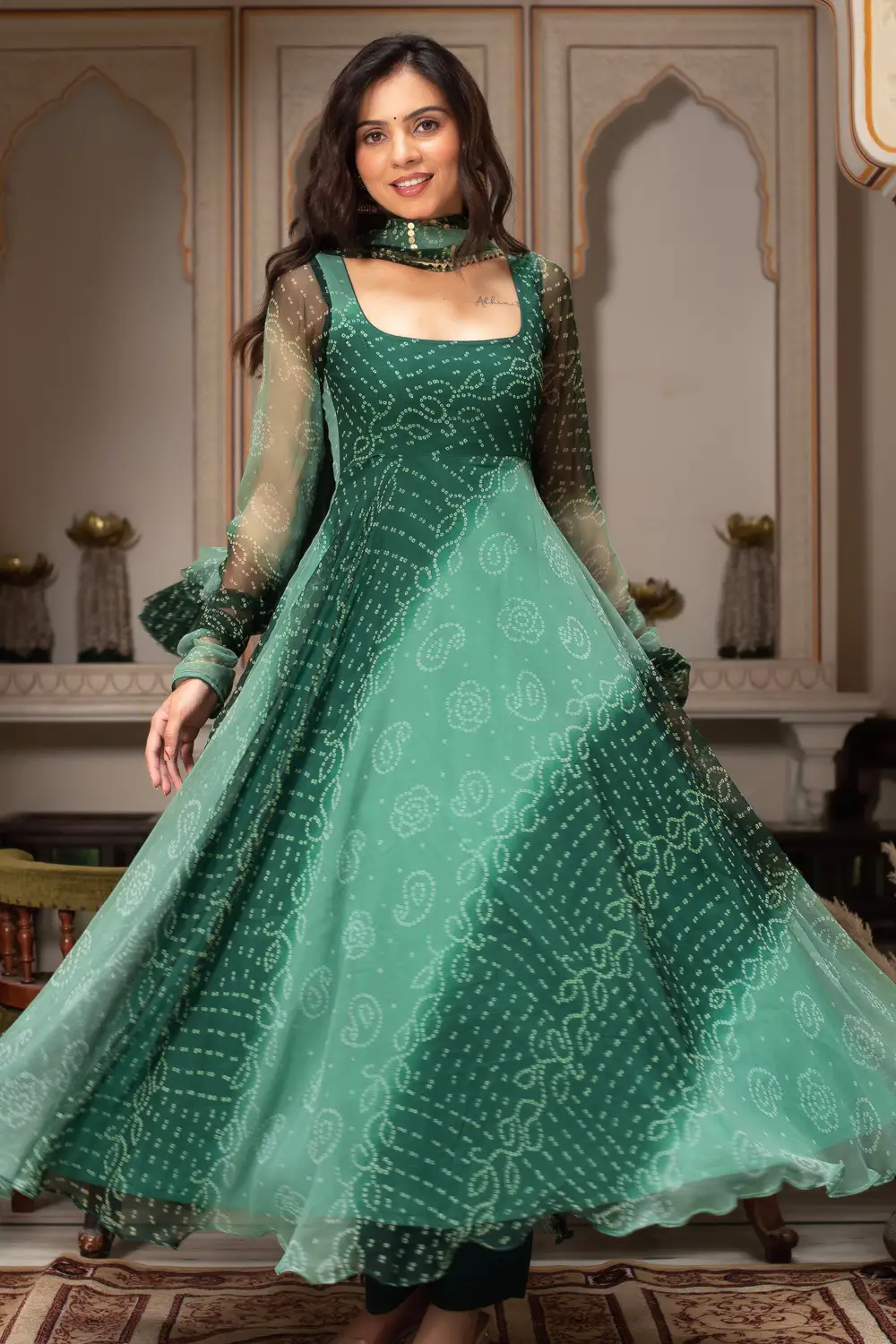 Model in Teal Green Gown for Wedding Guest Inspiration