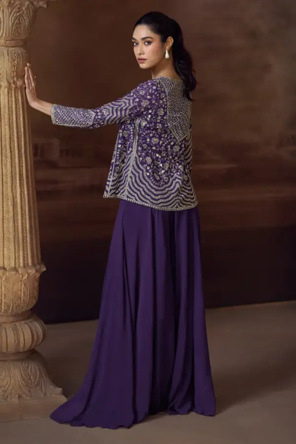 Back Detail of Embroidered Short Jacket with Mirror Work