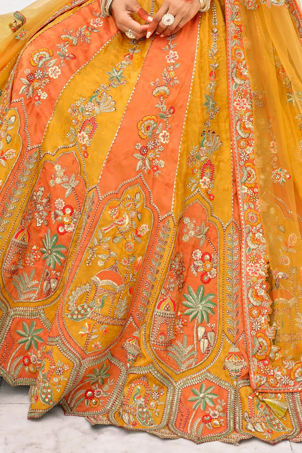 Back detail showing stone embroidery on chaniya choli