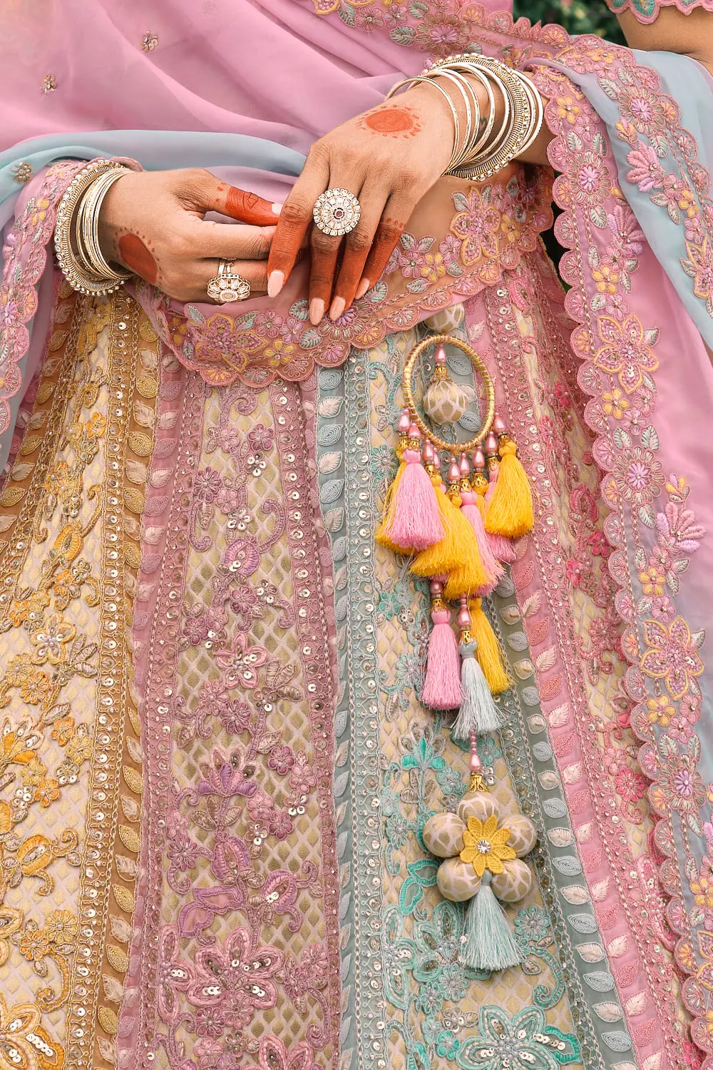 Dusty pink lehenga choli modeled for bridal inspiration