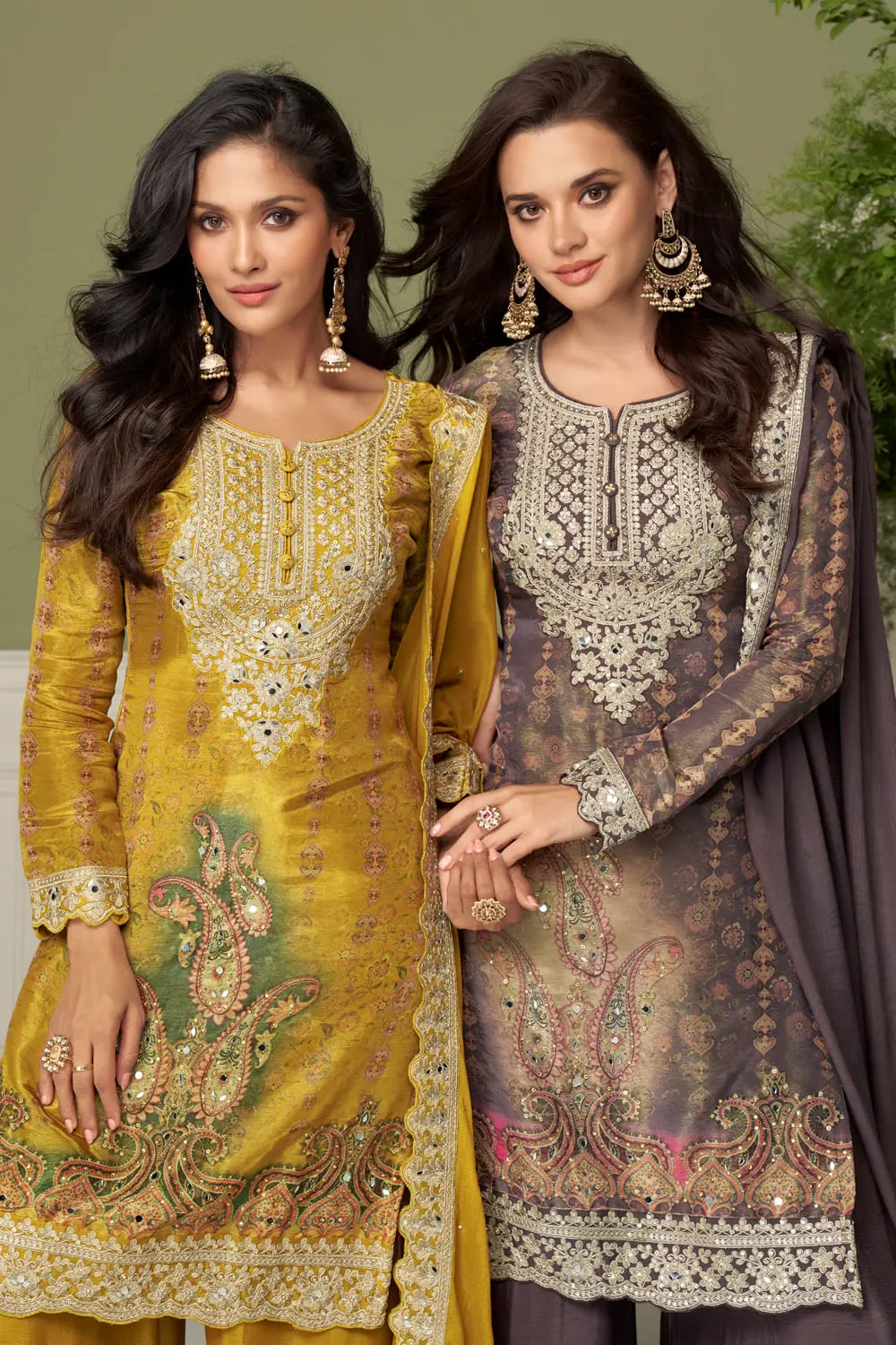 Dupatta and palazzo of coffee brown kurta set