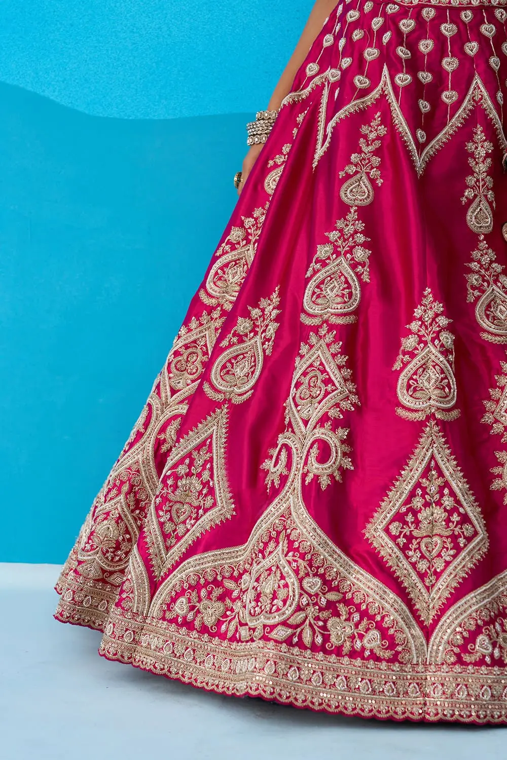 Back side of silk chaniya choli dupatta pallu