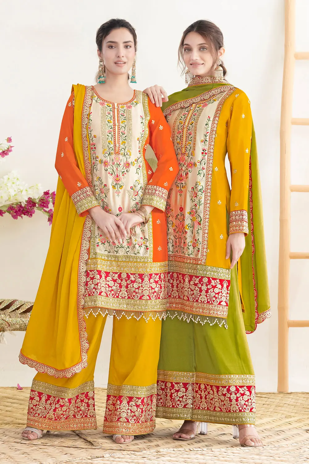 Green Kurta Palazzo Set