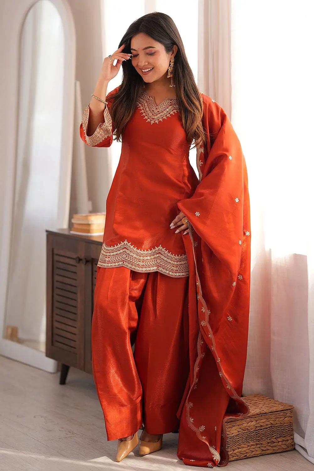 Haldi ceremony orange pakistani salwar kameez