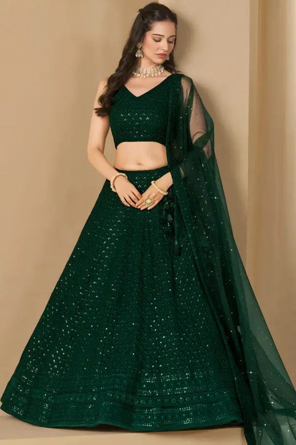 green sequin embroidered lehenga choli