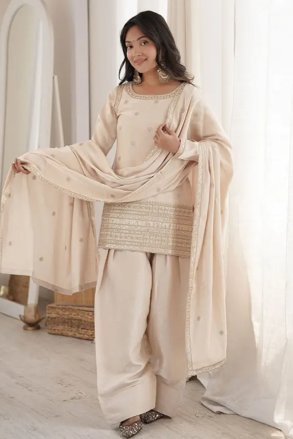 off white silk salwar suit