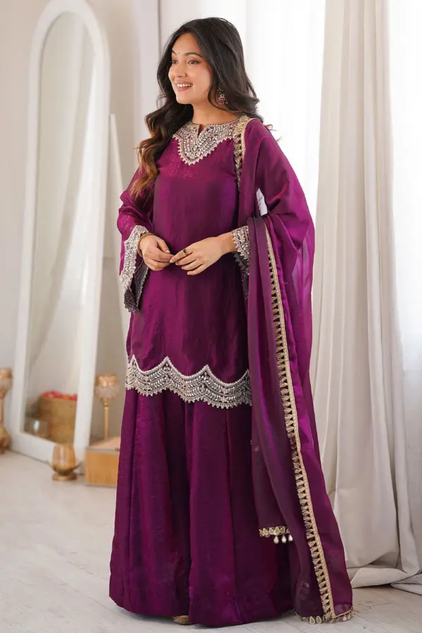 purple party wear salwar kameez