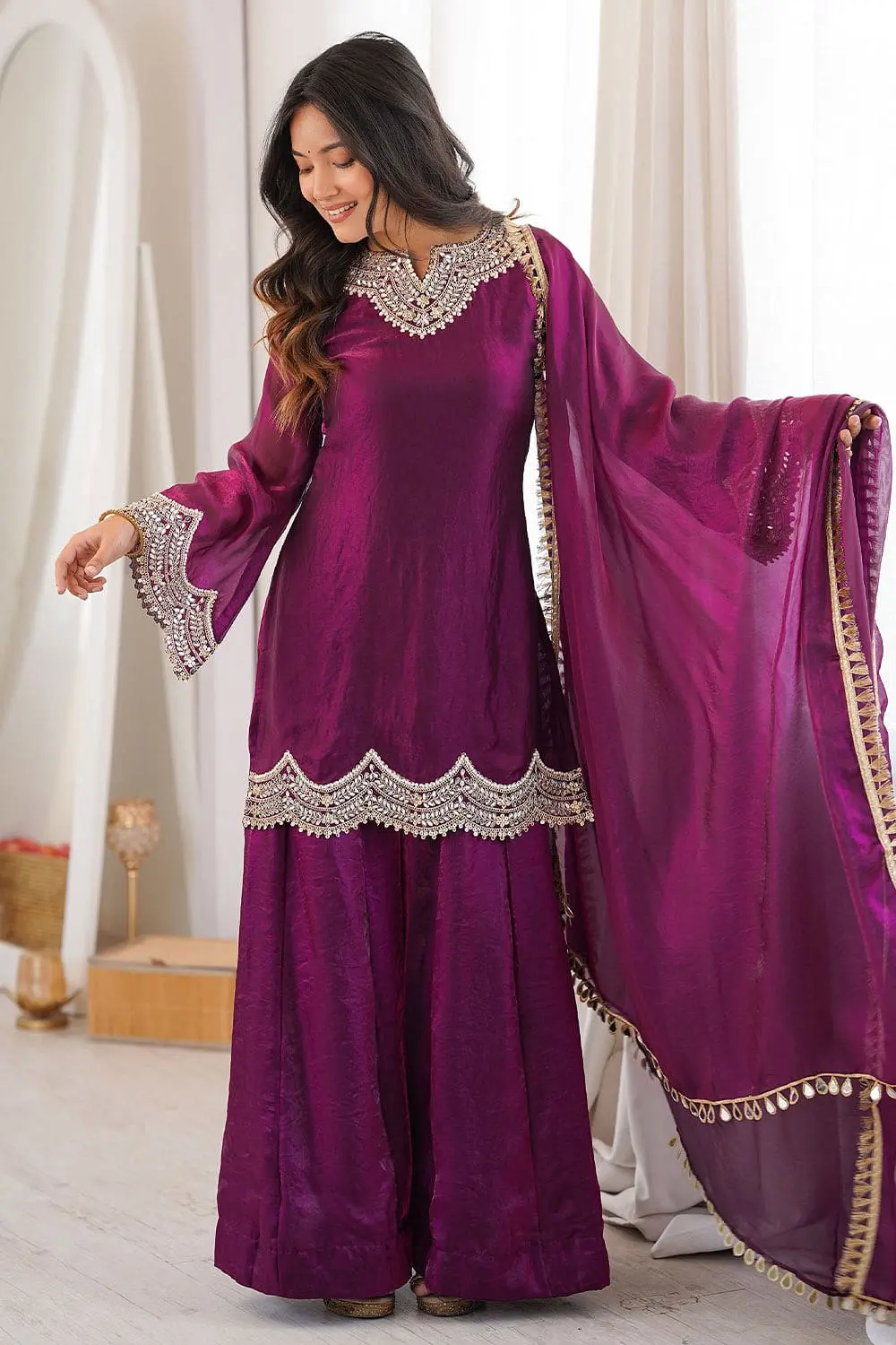 Beautiful purple party wear salwar kameez